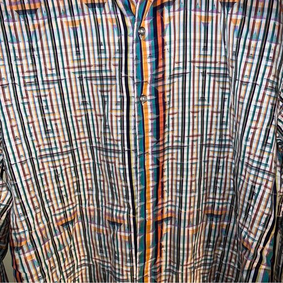ROBERT GRAHAM diamond pattern button down flip cuff L - Picture 4 of 8